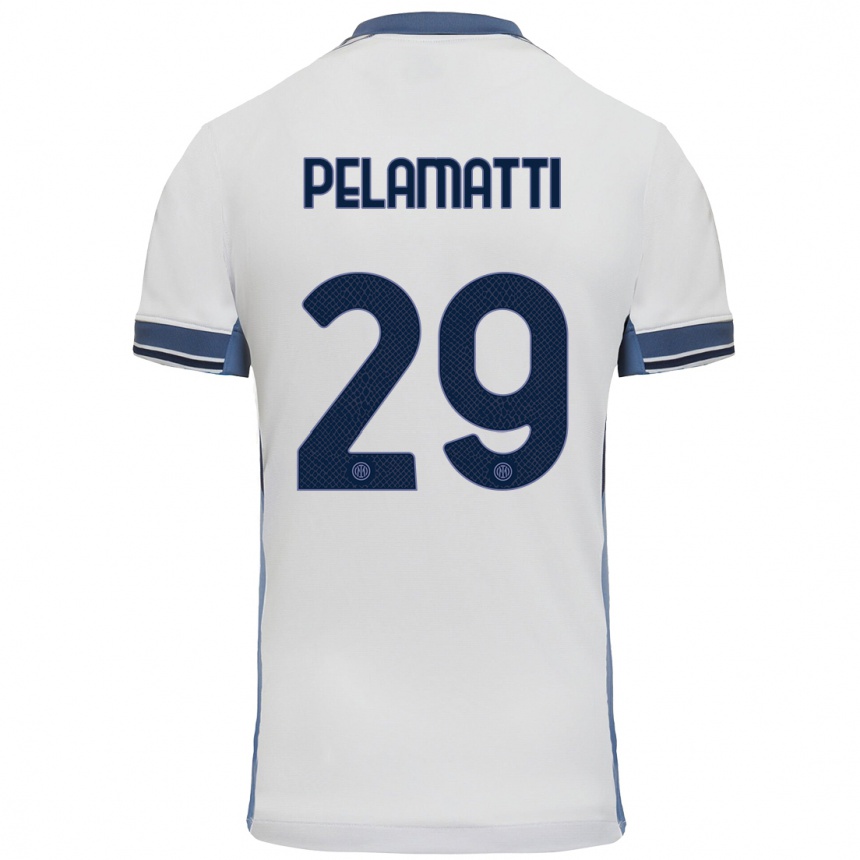 Kids Football Andrea Pelamatti #29 White Grey Away Jersey 2024/25 T-Shirt Uk