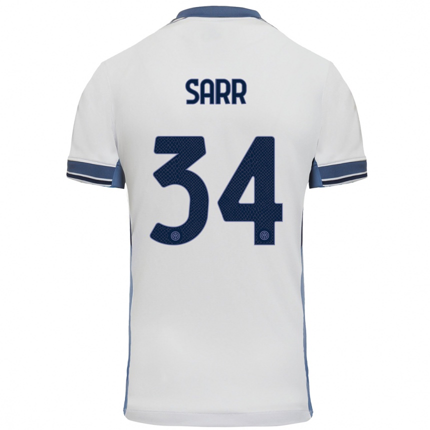 Kids Football Amadou Sarr #34 White Grey Away Jersey 2024/25 T-Shirt Uk