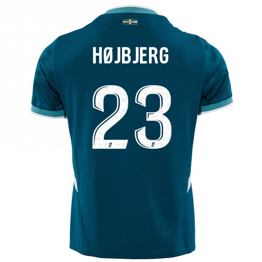 Kids Football Pierre Emile Hojbjerg #23 Turquoise Blue Away Jersey 2024/25 T-Shirt Uk