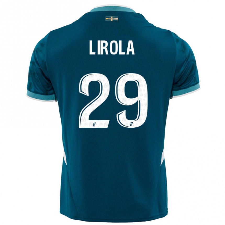 Kids Football Pol Lirola #29 Turquoise Blue Away Jersey 2024/25 T-Shirt Uk