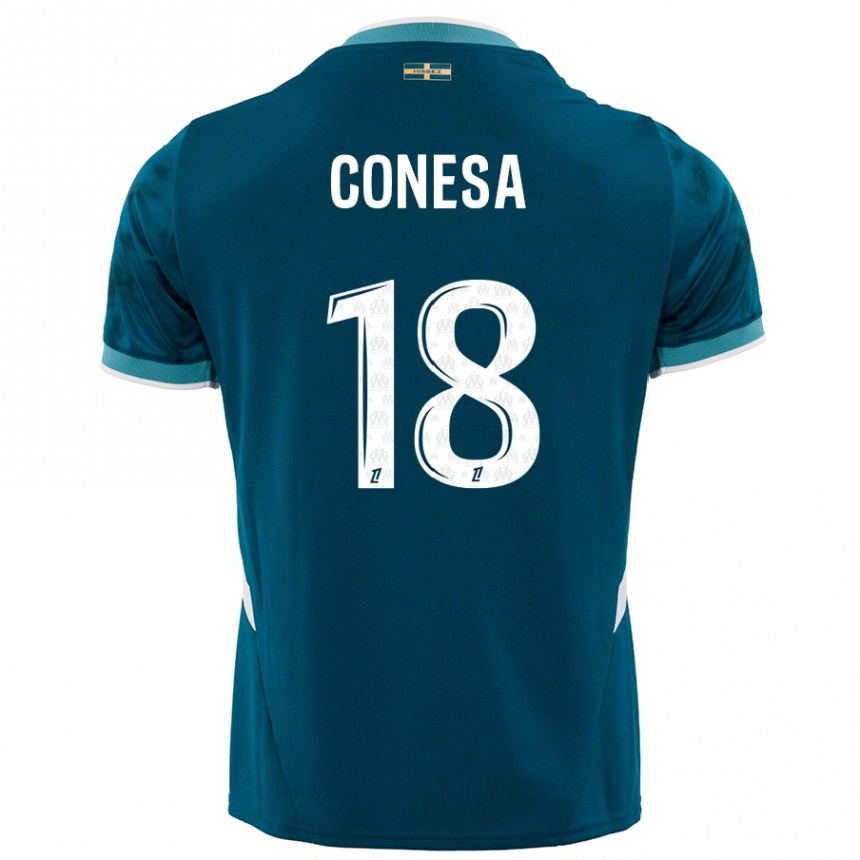 Kids Football Anna Conesa #18 Turquoise Blue Away Jersey 2024/25 T-Shirt Uk