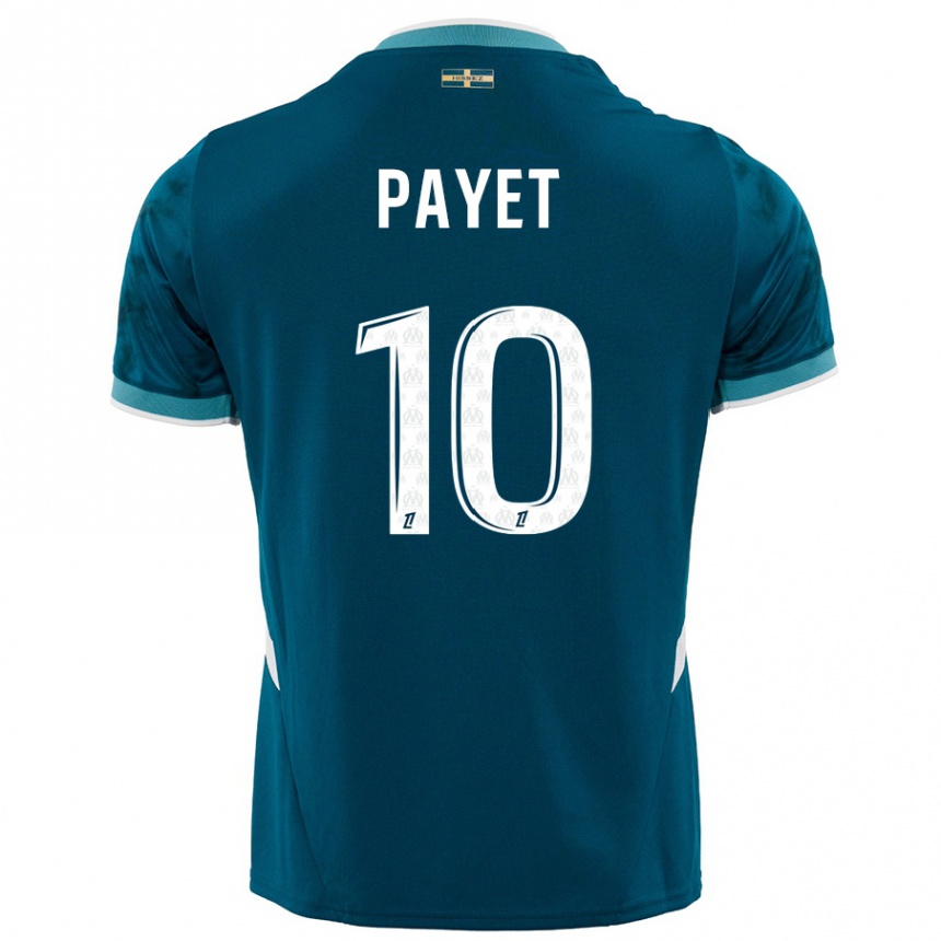 Kids Football Dimitri Payet #10 Turquoise Blue Away Jersey 2024/25 T-Shirt Uk