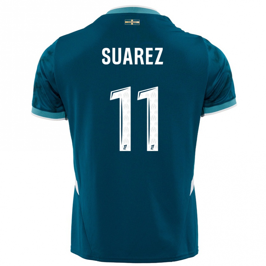 Kids Football Luis Suarez #11 Turquoise Blue Away Jersey 2024/25 T-Shirt Uk