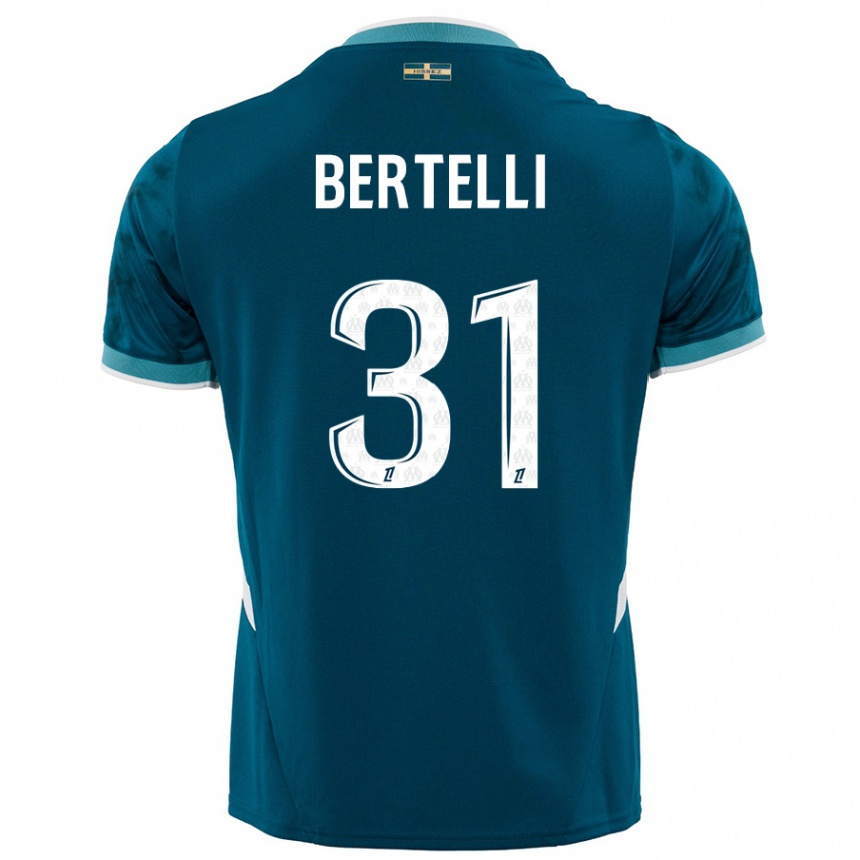 Kids Football Ugo Bertelli #31 Turquoise Blue Away Jersey 2024/25 T-Shirt Uk