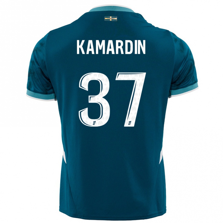 Kids Football Aaron Kamardin #37 Turquoise Blue Away Jersey 2024/25 T-Shirt Uk