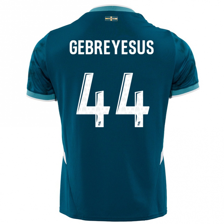 Kids Football Esey Gebreyesus #44 Turquoise Blue Away Jersey 2024/25 T-Shirt Uk