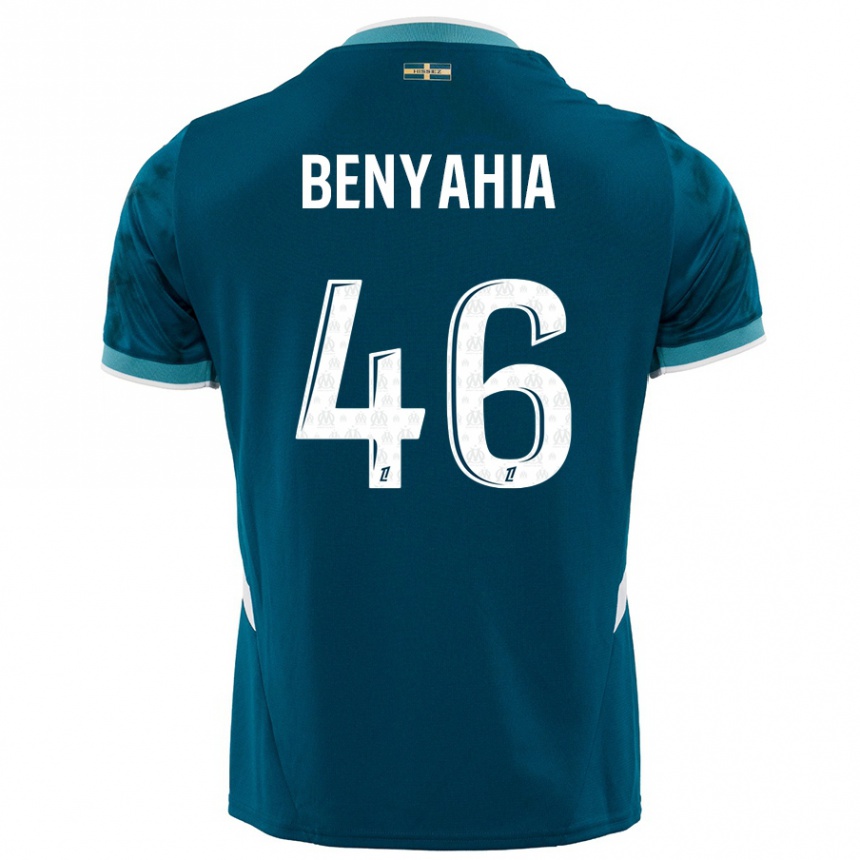 Kids Football Aylan Benyahia-Tani #46 Turquoise Blue Away Jersey 2024/25 T-Shirt Uk