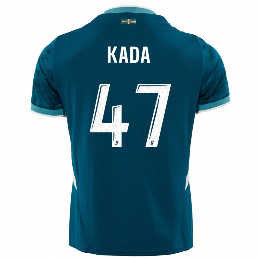 Kids Football Joakim Kada #47 Turquoise Blue Away Jersey 2024/25 T-Shirt Uk