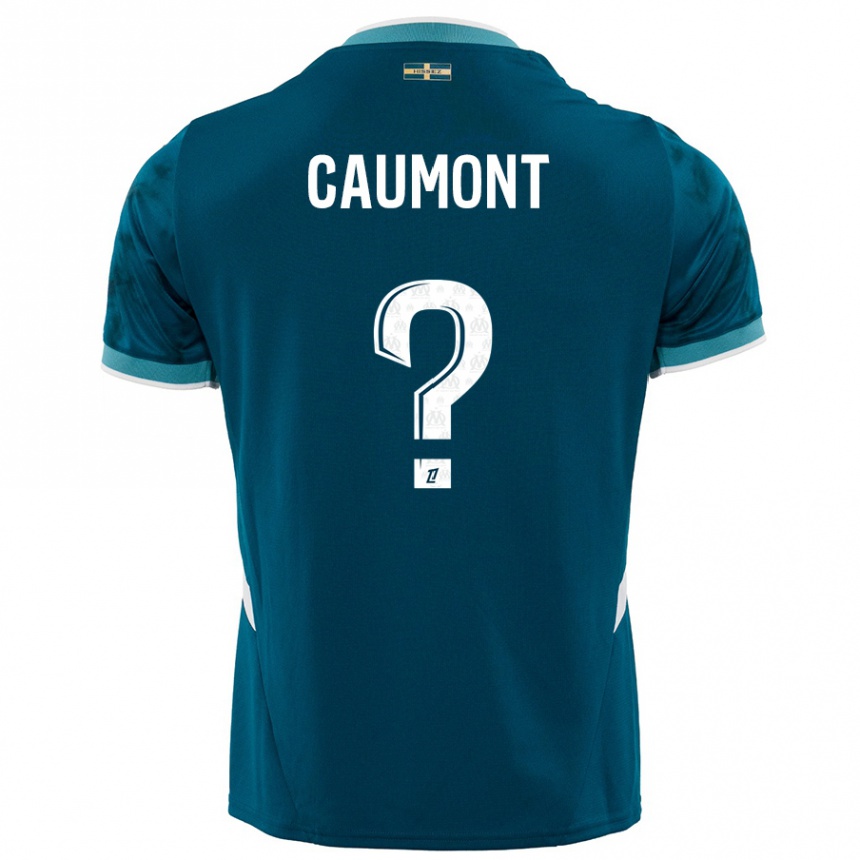 Kids Football Enzo Caumont #0 Turquoise Blue Away Jersey 2024/25 T-Shirt Uk