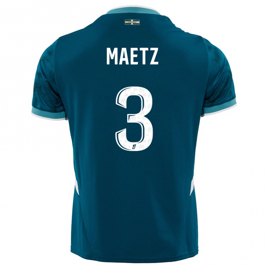 Kids Football Agathe Maetz #3 Turquoise Blue Away Jersey 2024/25 T-Shirt Uk