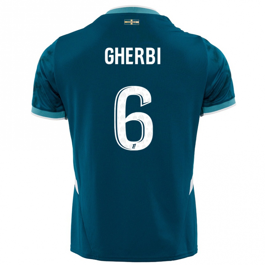 Kids Football Candice Gherbi #6 Turquoise Blue Away Jersey 2024/25 T-Shirt Uk