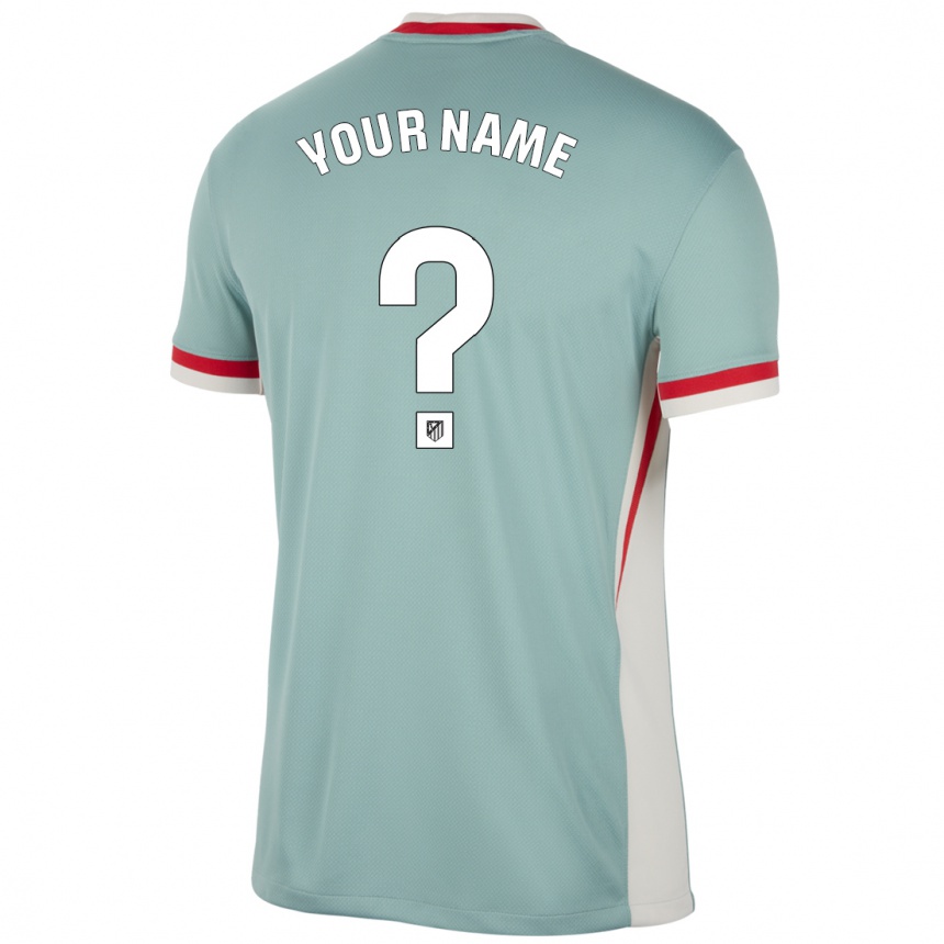 Kids Football Your Name #0 Light Beige Blue Away Jersey 2024/25 T-Shirt Uk