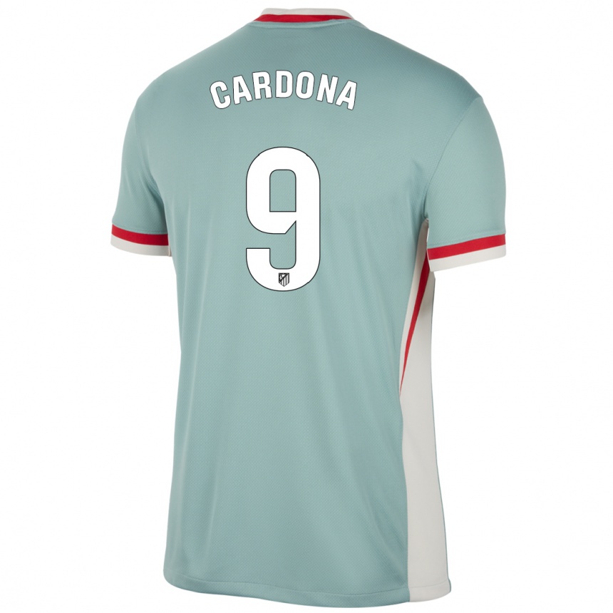 Kids Football Marta Cardona #9 Light Beige Blue Away Jersey 2024/25 T-Shirt Uk