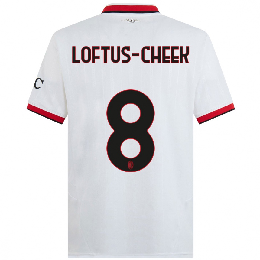 Kids Football Ruben Loftus-Cheek #8 White Black Red Away Jersey 2024/25 T-Shirt Uk