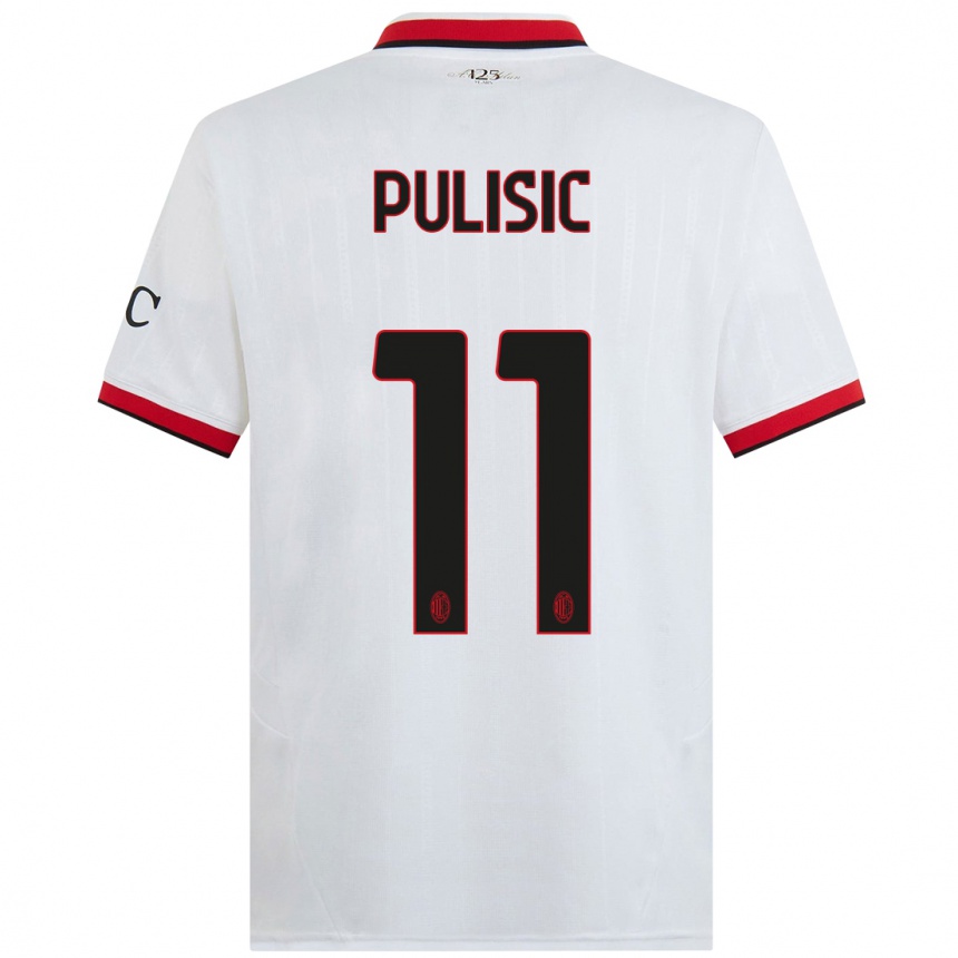 Kids Football Christian Pulisic #11 White Black Red Away Jersey 2024/25 T-Shirt Uk