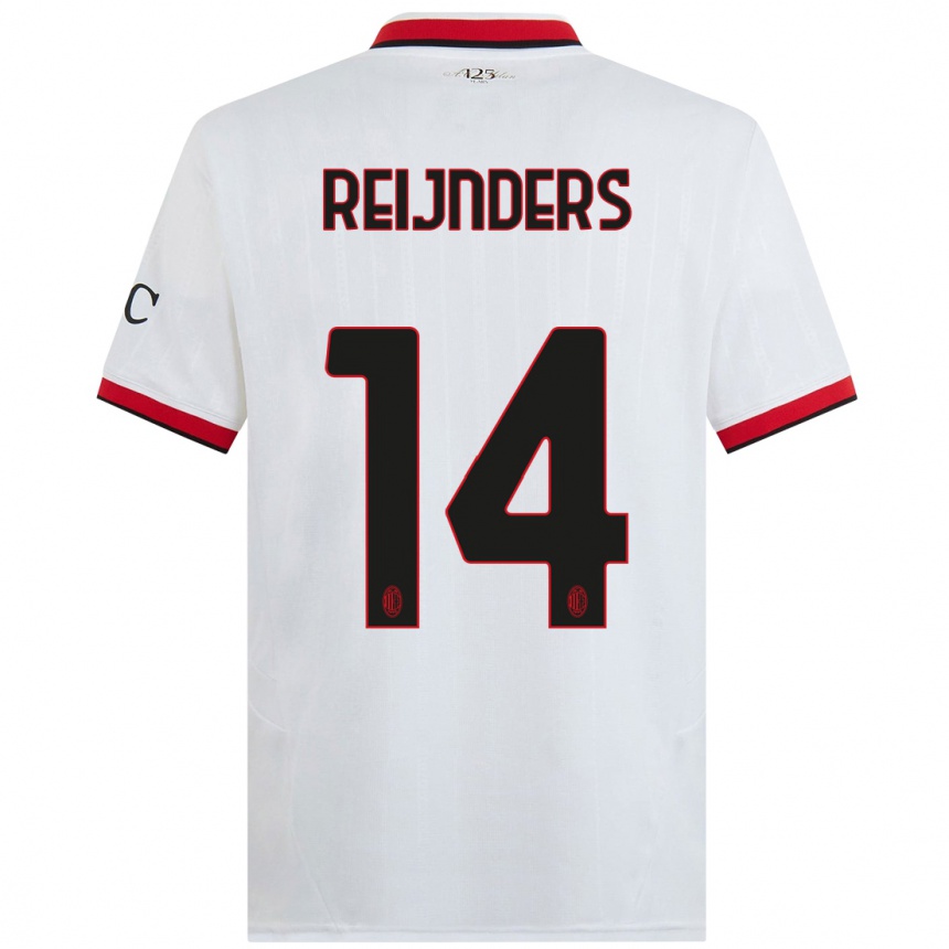 Kids Football Tijjani Reijnders #14 White Black Red Away Jersey 2024/25 T-Shirt Uk