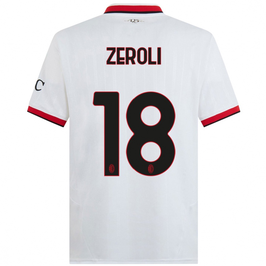 Kids Football Kevin Zeroli #18 White Black Red Away Jersey 2024/25 T-Shirt Uk