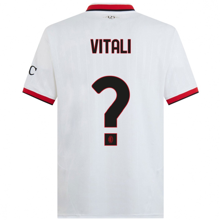 Kids Football Michael Vitali #0 White Black Red Away Jersey 2024/25 T-Shirt Uk