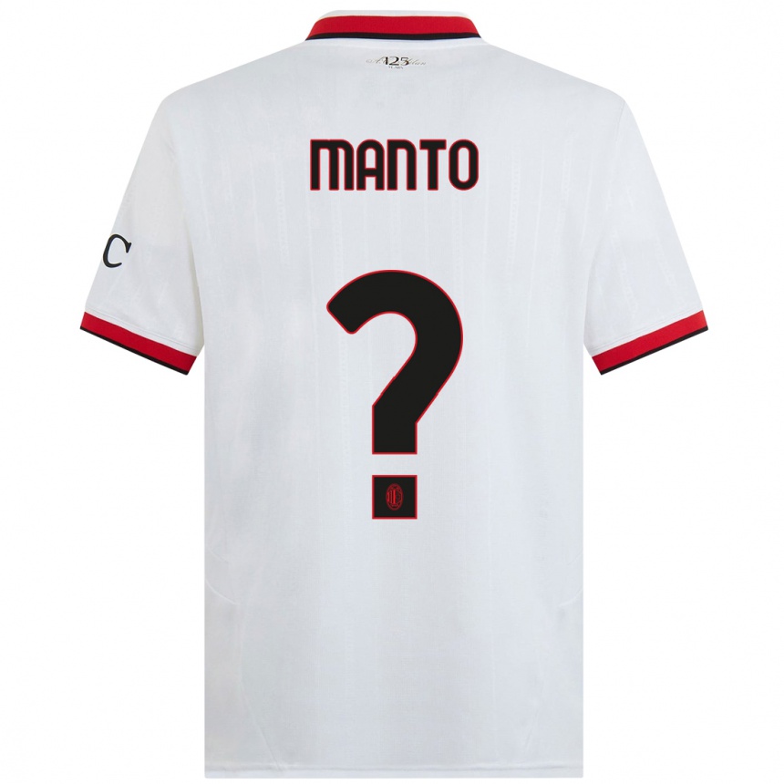 Kids Football Gaetano Manto #0 White Black Red Away Jersey 2024/25 T-Shirt Uk