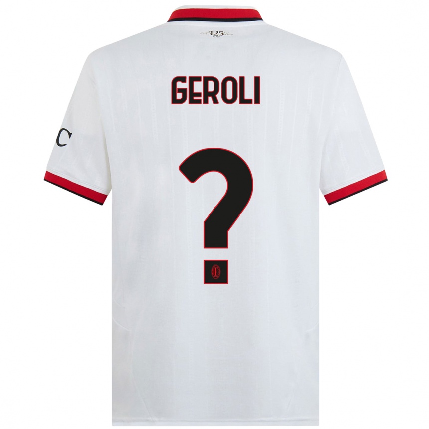 Kids Football Matteo Geroli #0 White Black Red Away Jersey 2024/25 T-Shirt Uk