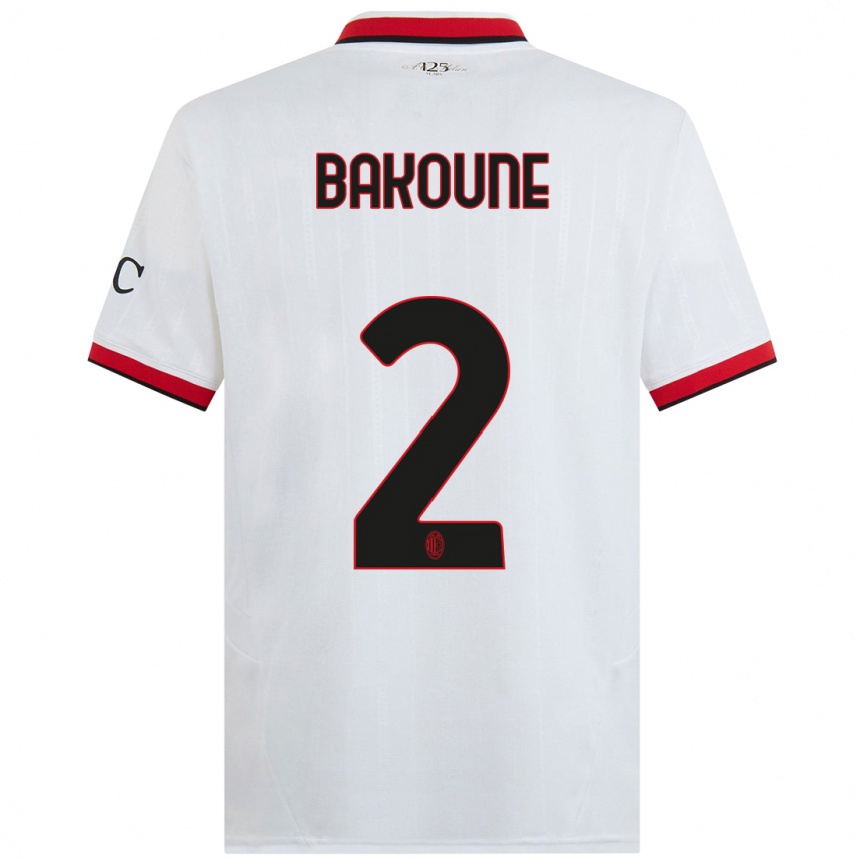 Kids Football Adam Bakoune #2 White Black Red Away Jersey 2024/25 T-Shirt Uk