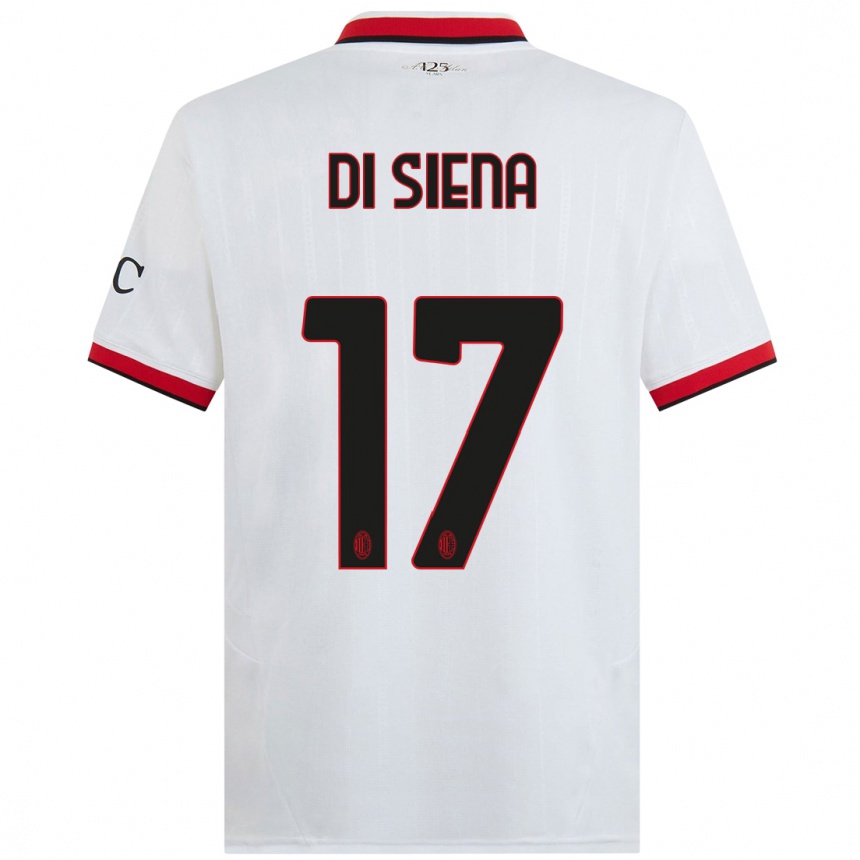 Kids Football Andrea Di Siena #17 White Black Red Away Jersey 2024/25 T-Shirt Uk