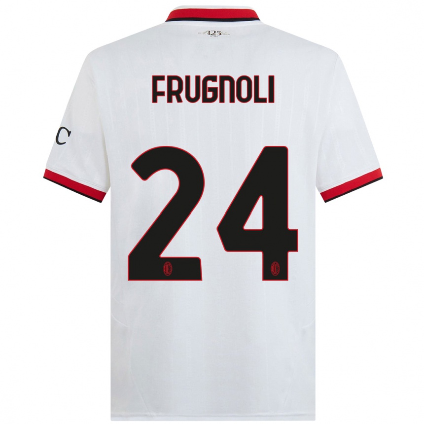 Kids Football Leonardo Frugnoli #24 White Black Red Away Jersey 2024/25 T-Shirt Uk