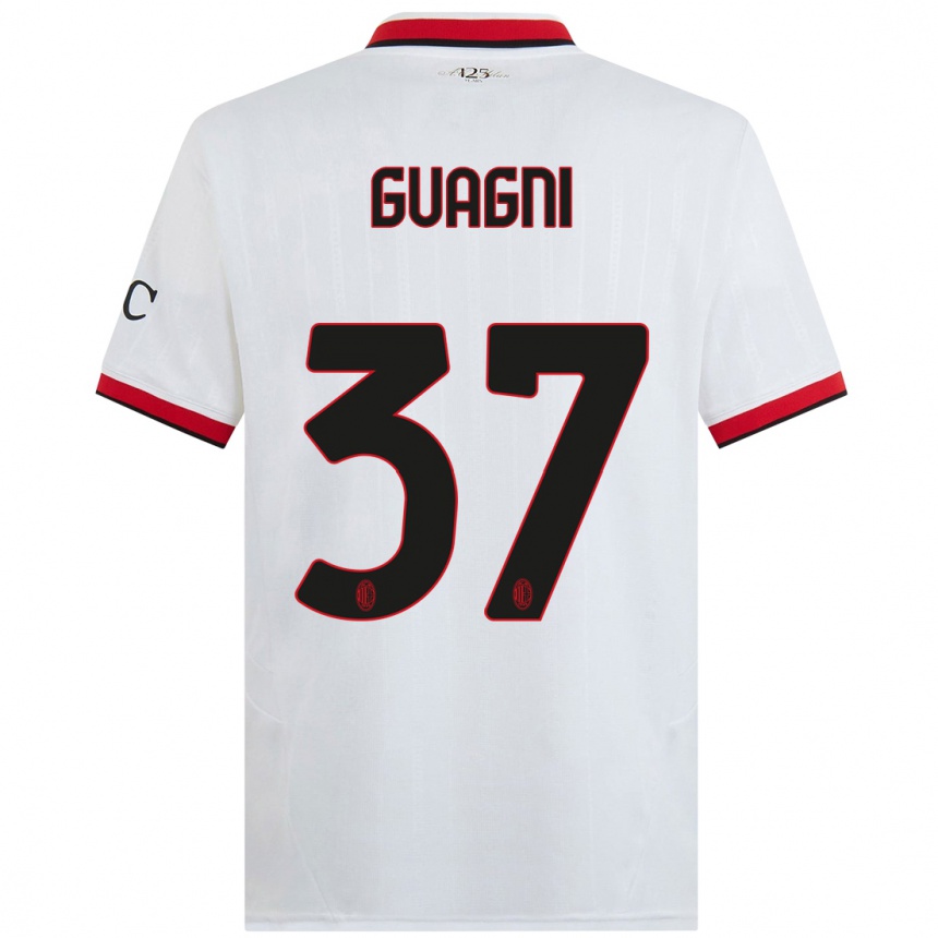 Kids Football Alia Guagni #37 White Black Red Away Jersey 2024/25 T-Shirt Uk