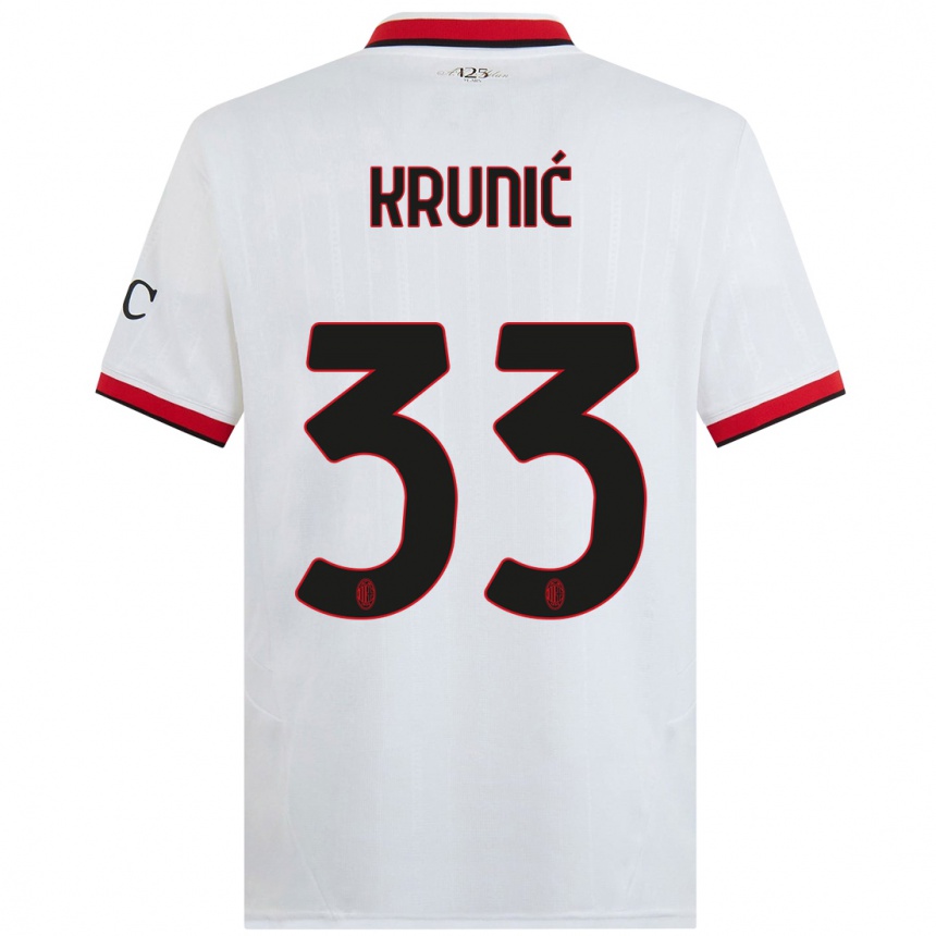 Kids Football Rade Krunic #33 White Black Red Away Jersey 2024/25 T-Shirt Uk