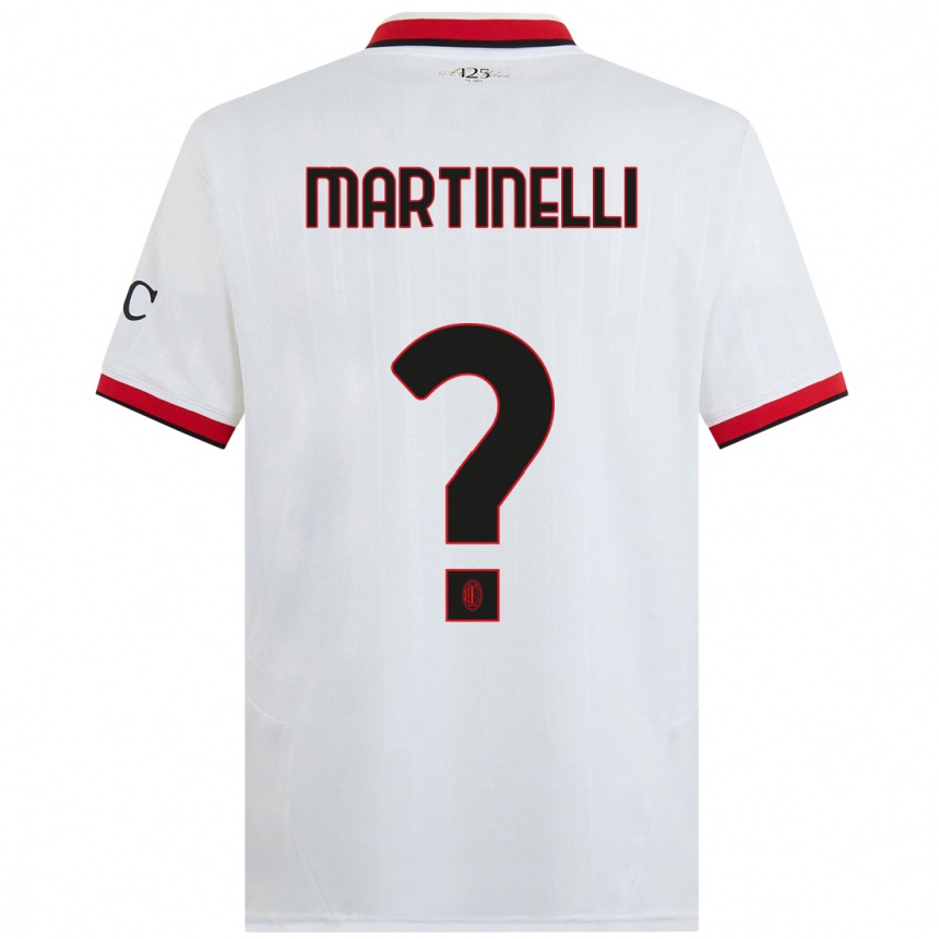 Kids Football Riccardo Martinelli #0 White Black Red Away Jersey 2024/25 T-Shirt Uk