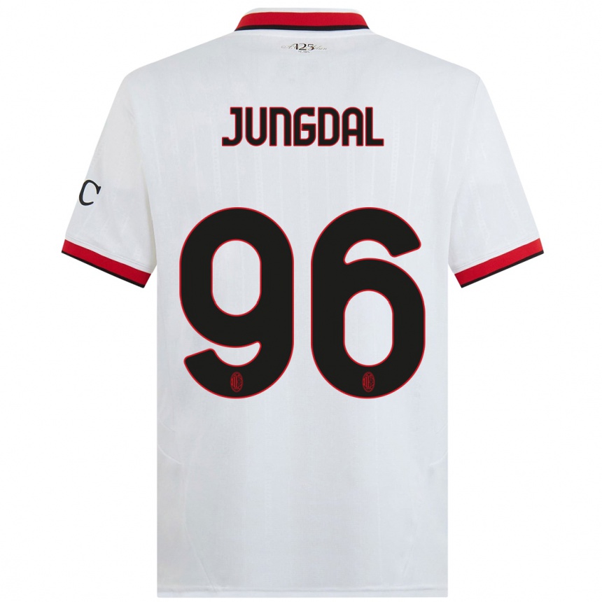 Kids Football Andreas Jungdal #96 White Black Red Away Jersey 2024/25 T-Shirt Uk