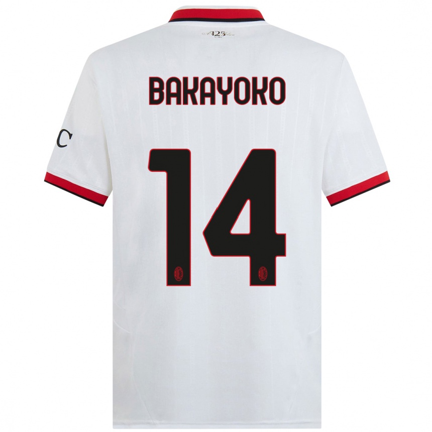 Kids Football Tiemoue Bakayoko #14 White Black Red Away Jersey 2024/25 T-Shirt Uk