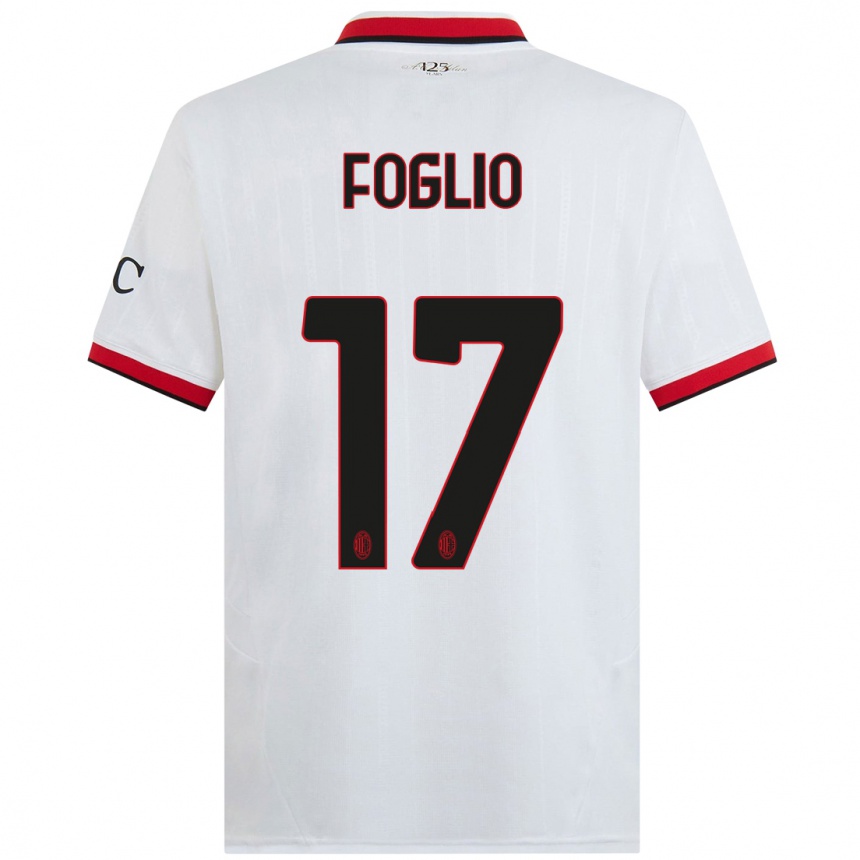 Kids Football Christian Foglio #17 White Black Red Away Jersey 2024/25 T-Shirt Uk