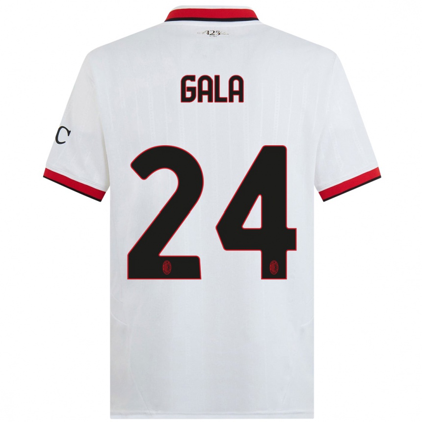 Kids Football Antonio Gala #24 White Black Red Away Jersey 2024/25 T-Shirt Uk