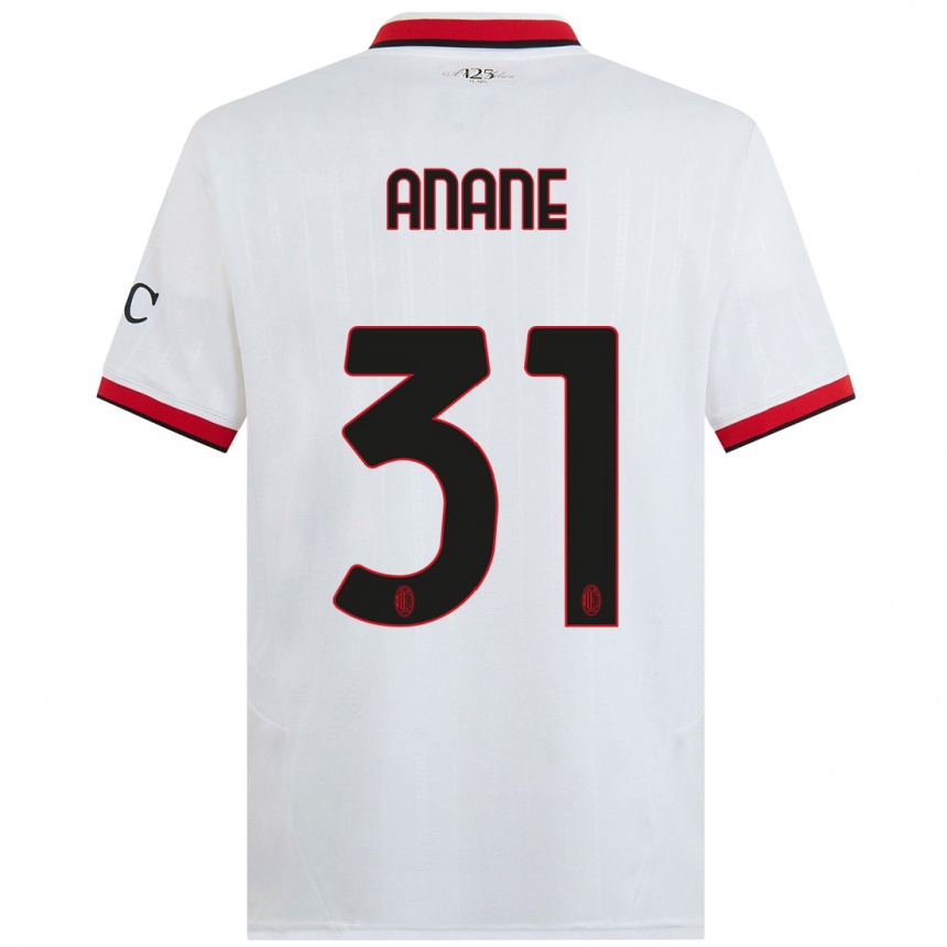 Kids Football Emmanuel Anane #31 White Black Red Away Jersey 2024/25 T-Shirt Uk