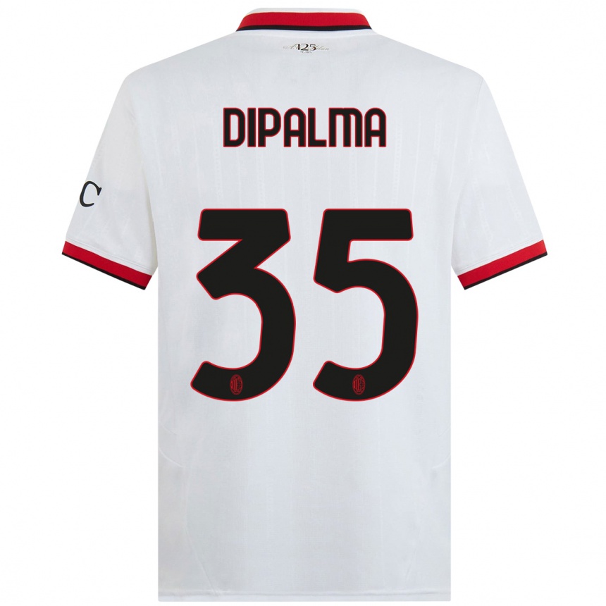 Kids Football Matteo Dipalma #35 White Black Red Away Jersey 2024/25 T-Shirt Uk