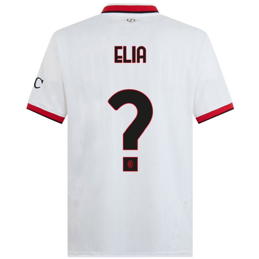 Kids Football Emanuele Elia #0 White Black Red Away Jersey 2024/25 T-Shirt Uk