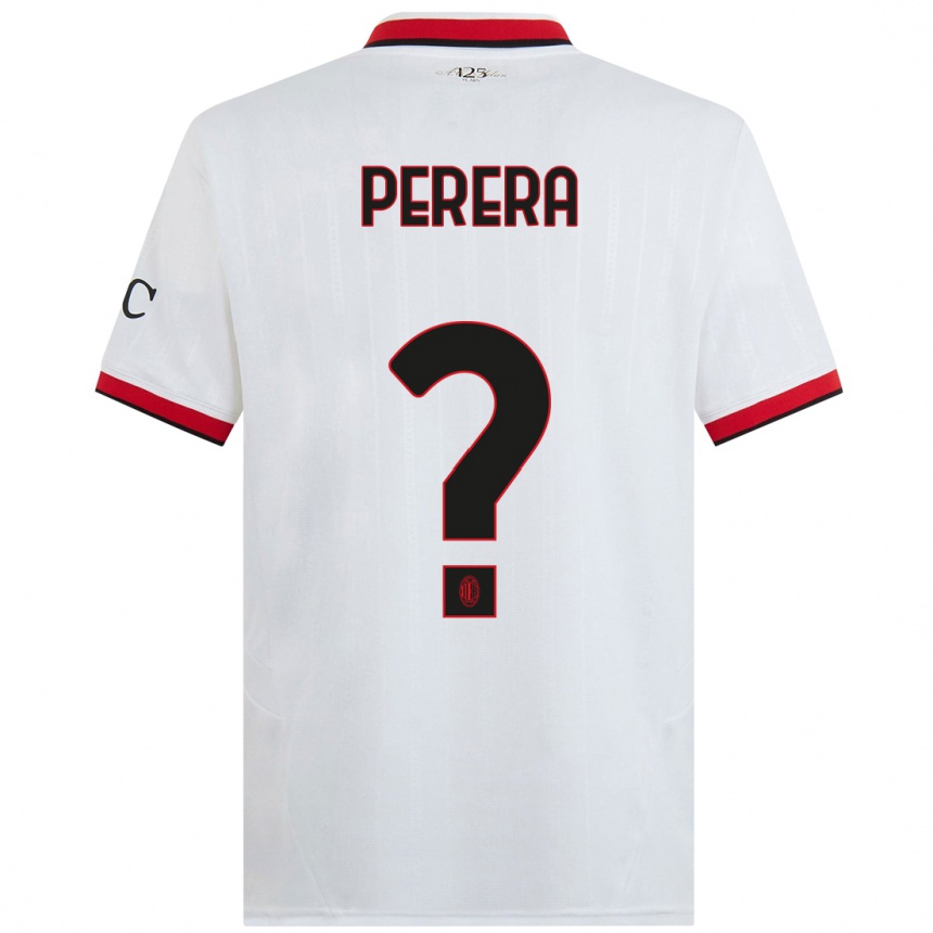 Kids Football Nirash Raffaello Perera #0 White Black Red Away Jersey 2024/25 T-Shirt Uk