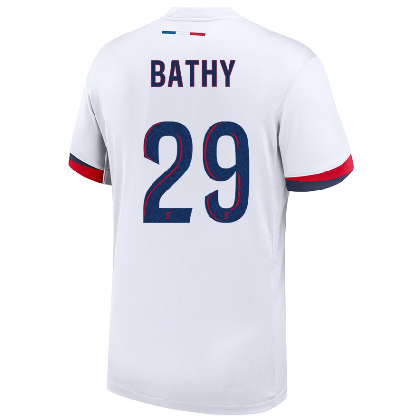 Kids Football Griedge Mbock Bathy #29 White Blue Red Away Jersey 2024/25 T-Shirt Uk