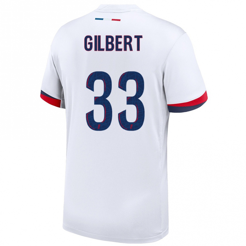 Kids Football Tara Elimbi Gilbert #33 White Blue Red Away Jersey 2024/25 T-Shirt Uk