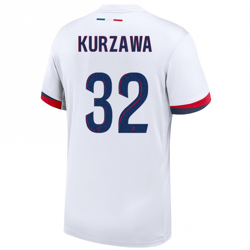 Kids Football Layvin Kurzawa #32 White Blue Red Away Jersey 2024/25 T-Shirt Uk