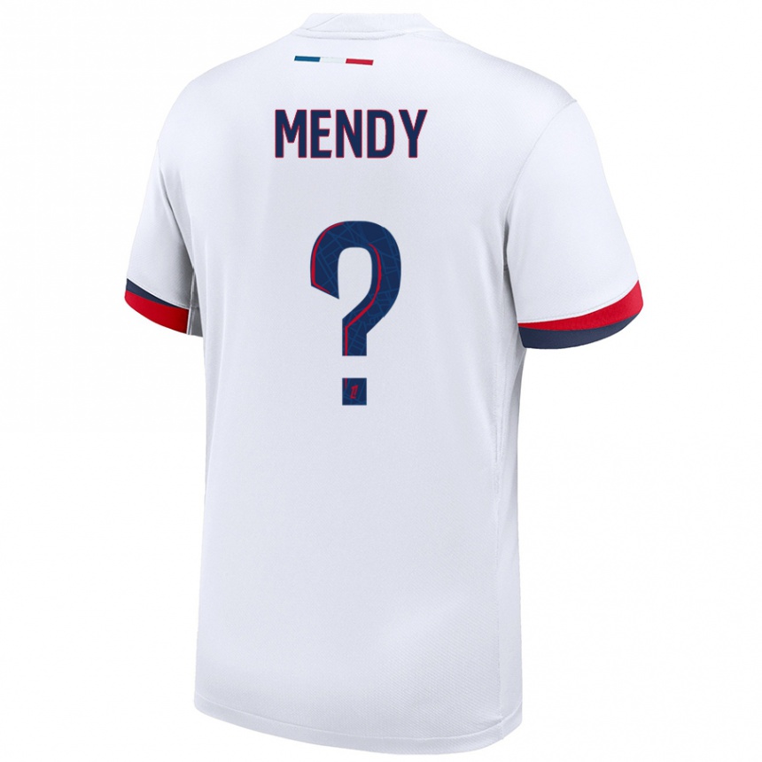 Kids Football Tony Mendy #0 White Blue Red Away Jersey 2024/25 T-Shirt Uk