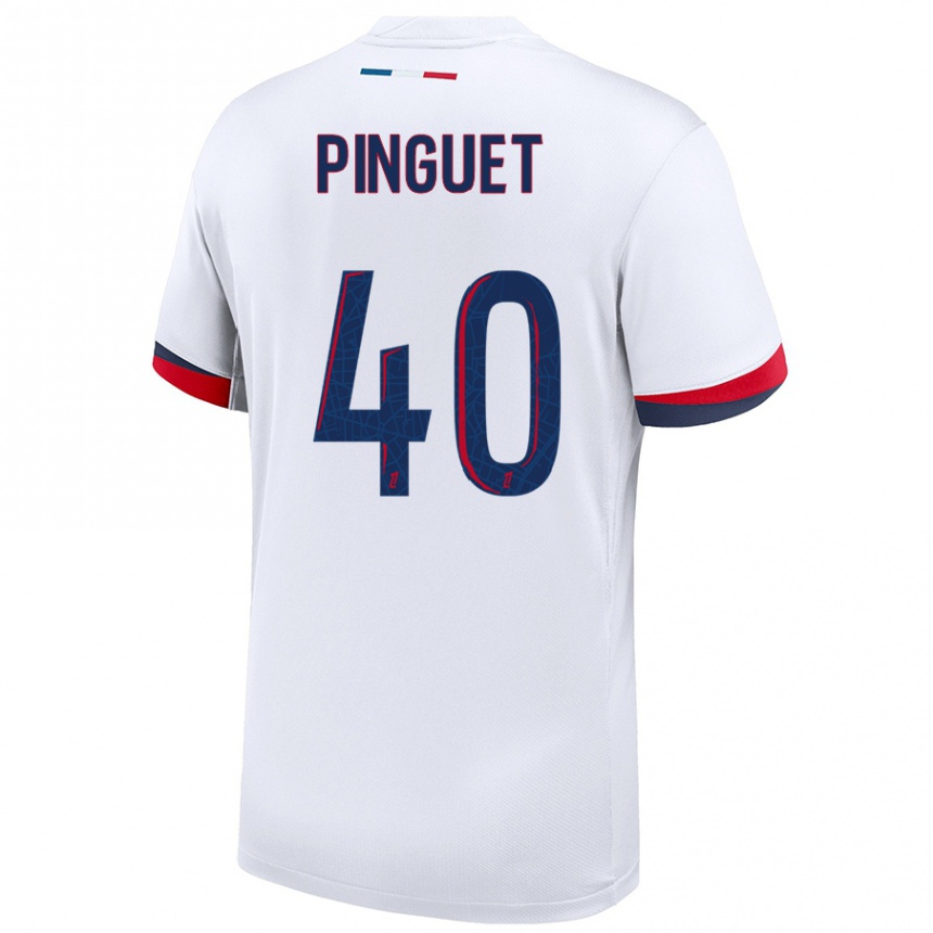 Kids Football Alice Pinguet #40 White Blue Red Away Jersey 2024/25 T-Shirt Uk