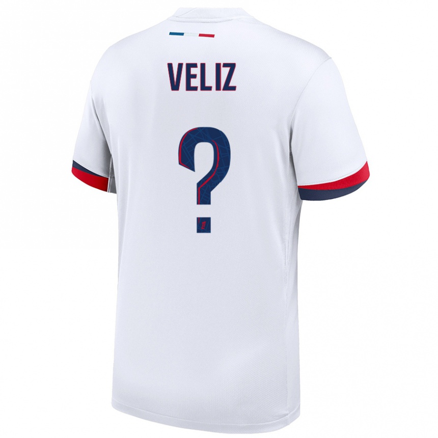 Kids Football Nehemiah Fernandez Veliz #0 White Blue Red Away Jersey 2024/25 T-Shirt Uk