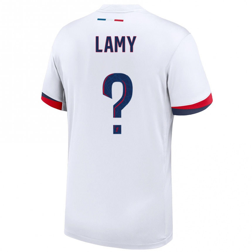 Kids Football Hugo Lamy #0 White Blue Red Away Jersey 2024/25 T-Shirt Uk