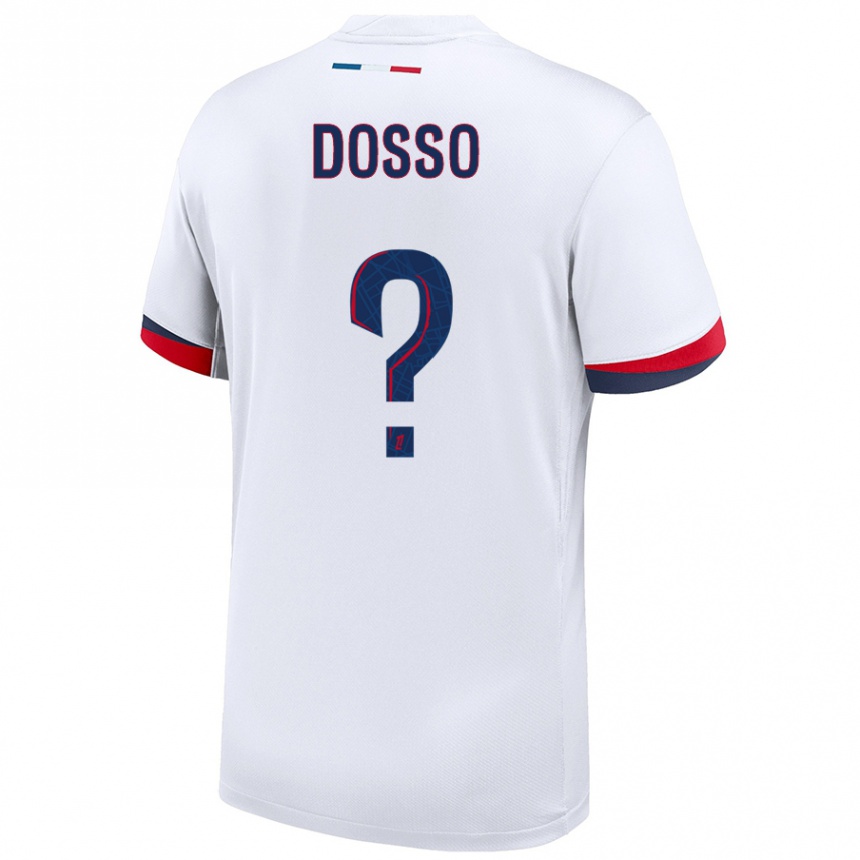 Kids Football Aboubaka Dosso #0 White Blue Red Away Jersey 2024/25 T-Shirt Uk