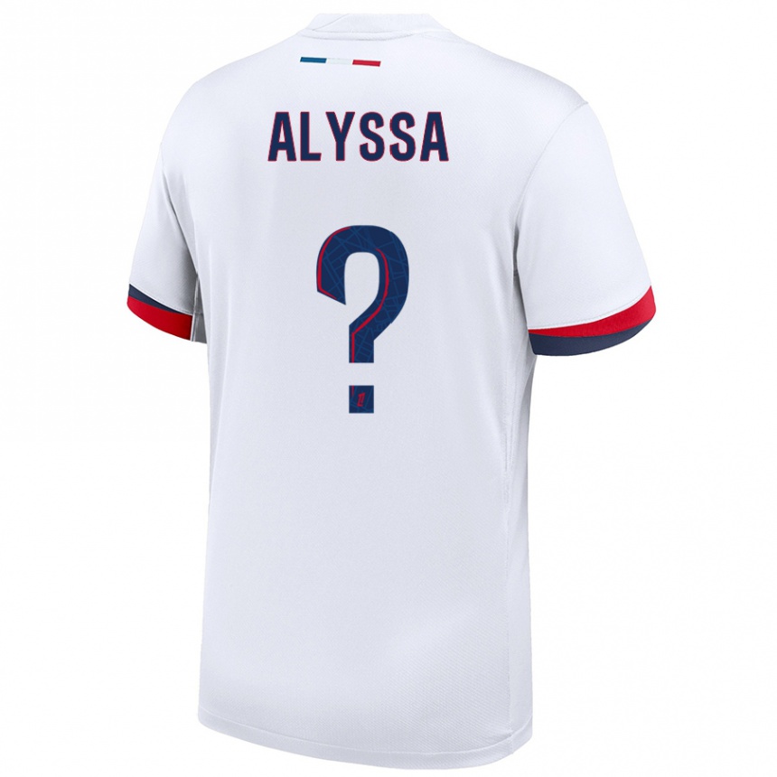 Kids Football Alyssa Fernandes #0 White Blue Red Away Jersey 2024/25 T-Shirt Uk