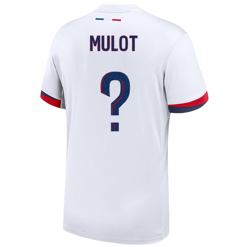 Kids Football Marie Mulot #0 White Blue Red Away Jersey 2024/25 T-Shirt Uk