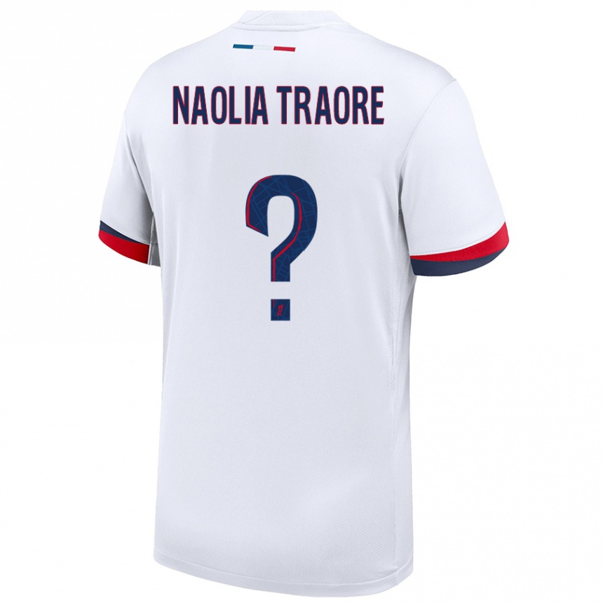 Kids Football Naolia Traore #0 White Blue Red Away Jersey 2024/25 T-Shirt Uk