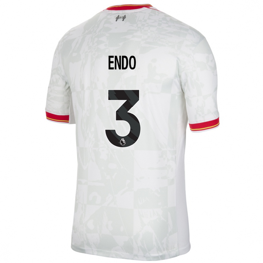 Kids Football Wataru Endo #3 White Red Black Third Jersey 2024/25 T-Shirt Uk